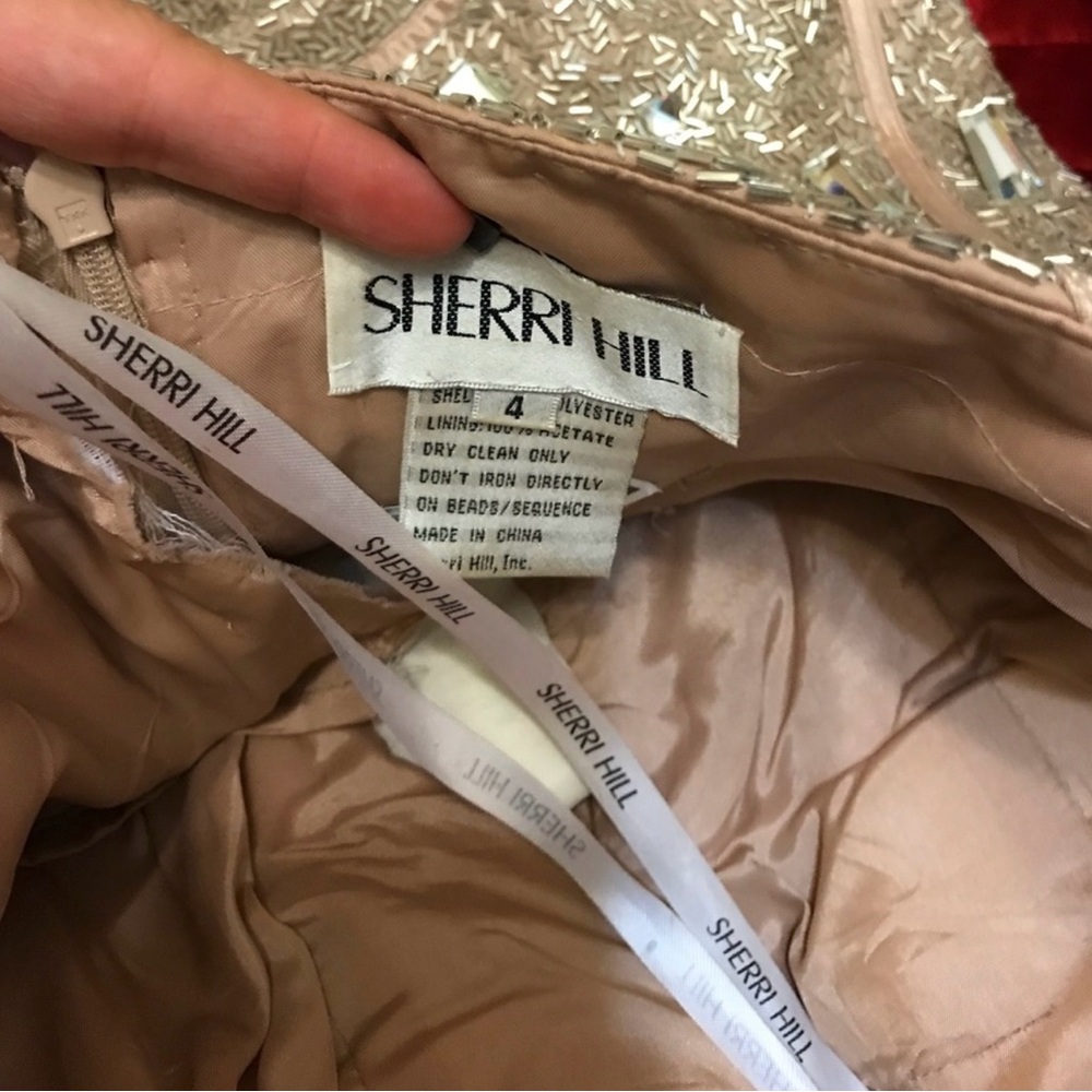Sherri Hill Gold Sequin Spaghetti Strap Mini Dress - Picture 5 of 5